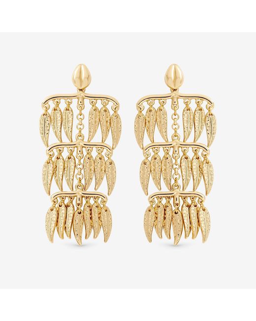 Mood Metallic Plated Cascading Leaf Earrings