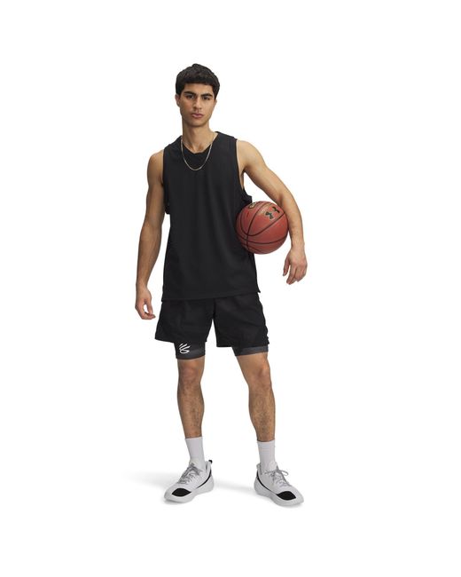 Under Armour Blue Curry Heatgear Printed 9" Shorts Castlerock for men