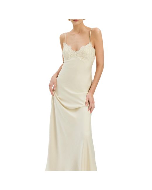 Bardot White Elisian Lace Satin Bias Cut Maxi Dress