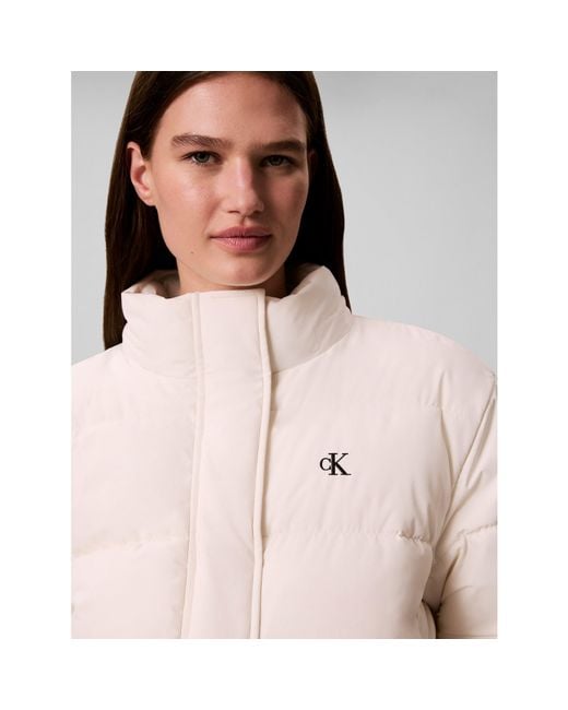 Calvin Klein White Essential Water Resistant Rds-Certified Down Short Puffer Jacket