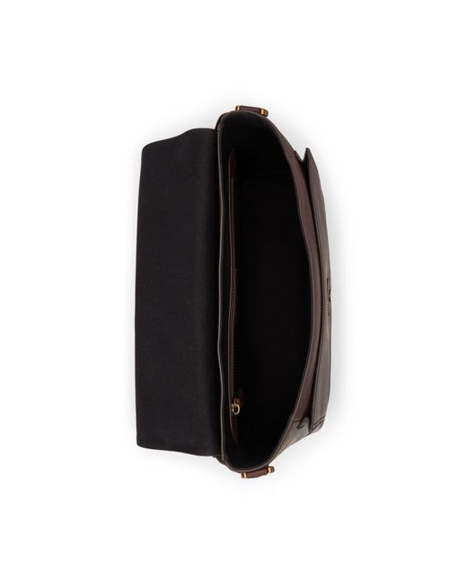 Polo Ralph Lauren Black Pebbled Leather Messenger Bag