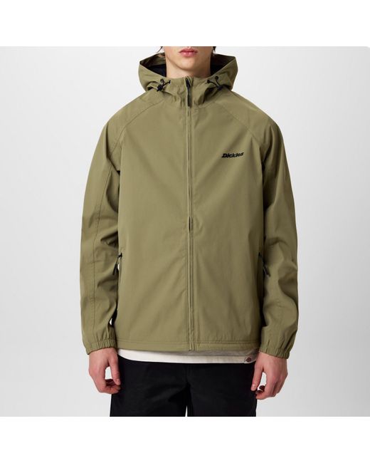 Dickies Green Ronan Water Resistant Hooded Long Sleeve Rain Anorak for men