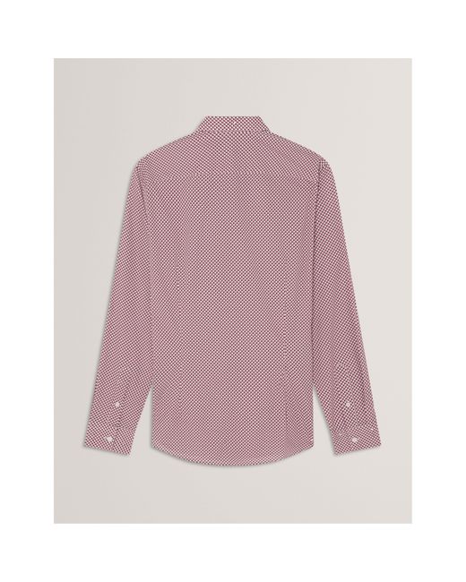 Ted Baker Purple Long Sleeve Patterned Shirt for men