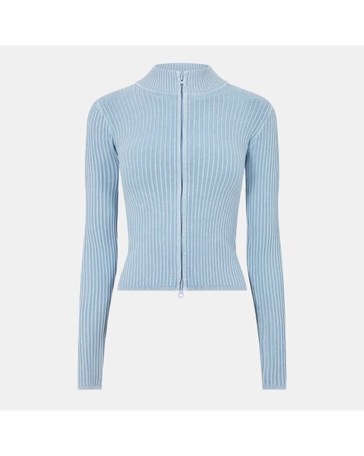 Jack Wills Blue Acid Wash Zip-Up Top