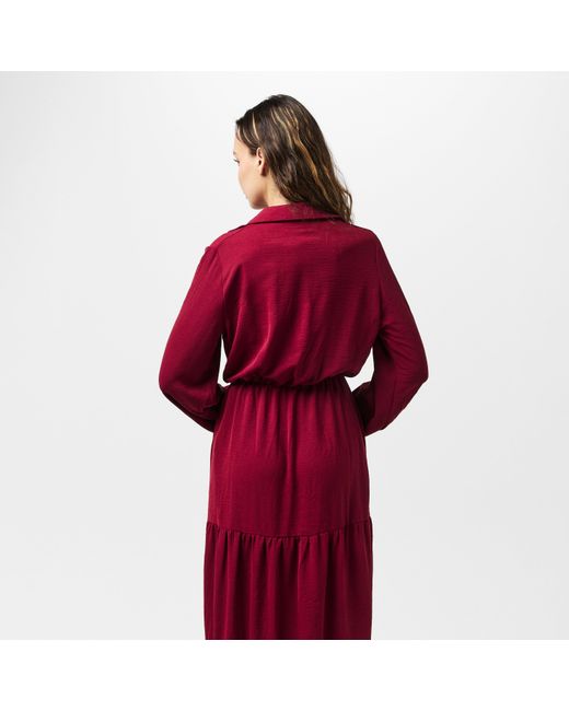 AX Paris Red Wine Long Sleeve Wrap Top Smock Midi Dress