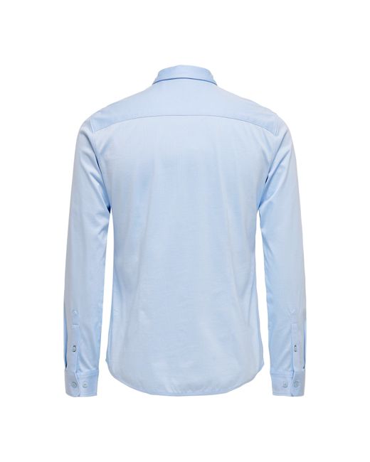 ONLY Blue Long-Sleeve Plain Shirt for men