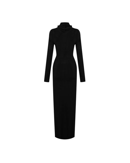 Off-White c/o Virgil Abloh Black Embroidered Floral Long Sleeve Maxi Dress