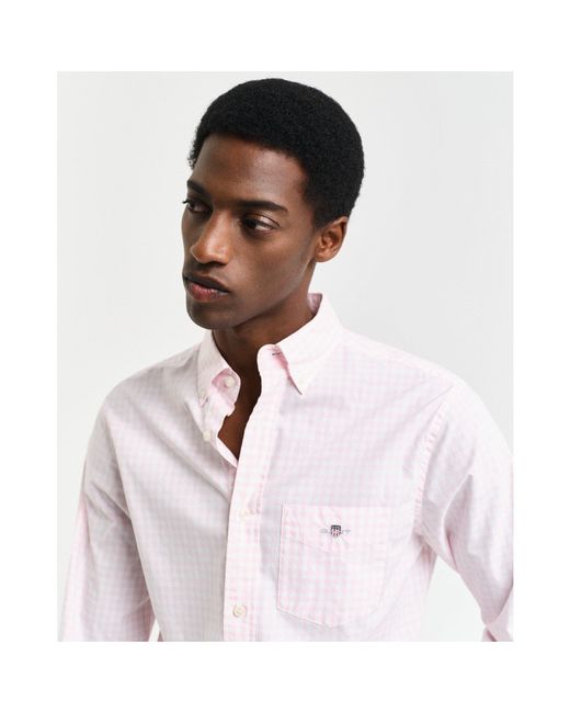 Gant White Regular Fit Gingham Poplin Shirt for men