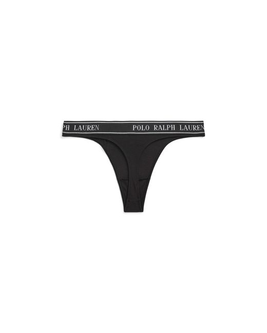 Polo Ralph Lauren Black Mid Rise Jersey Thong