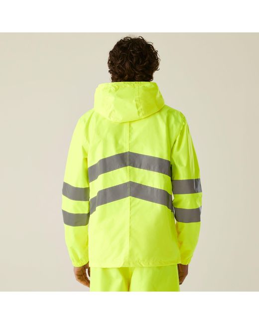 Regatta Green Hi-Vis Pro Waterproof Reflective Packaway Wo for men