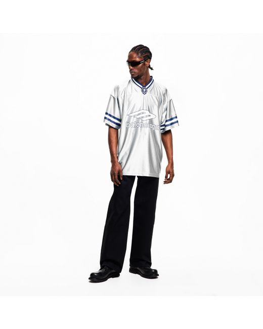 Balenciaga Blue Bal V Neck Oversized T-Shirt for men