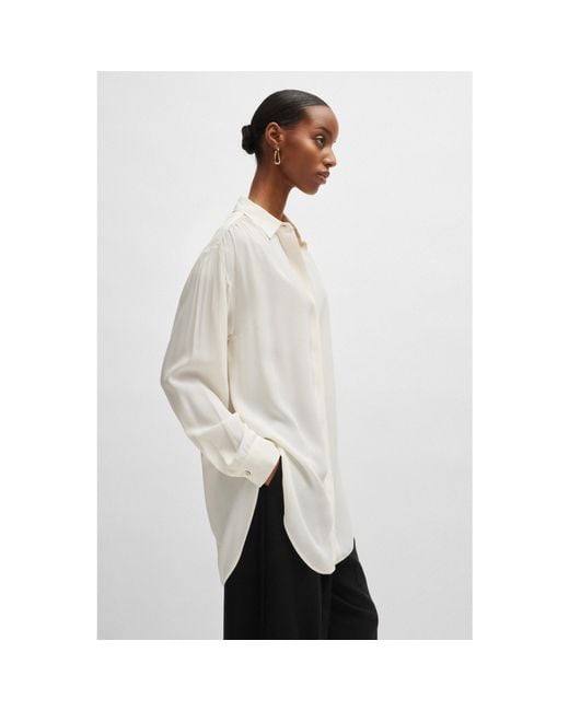Boss White Benika Relaxed Fit Blouse
