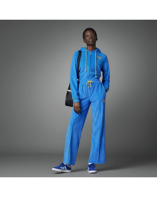 Adidas Originals Blue Adidas Adicolour 70S Velour Zip Hoodie