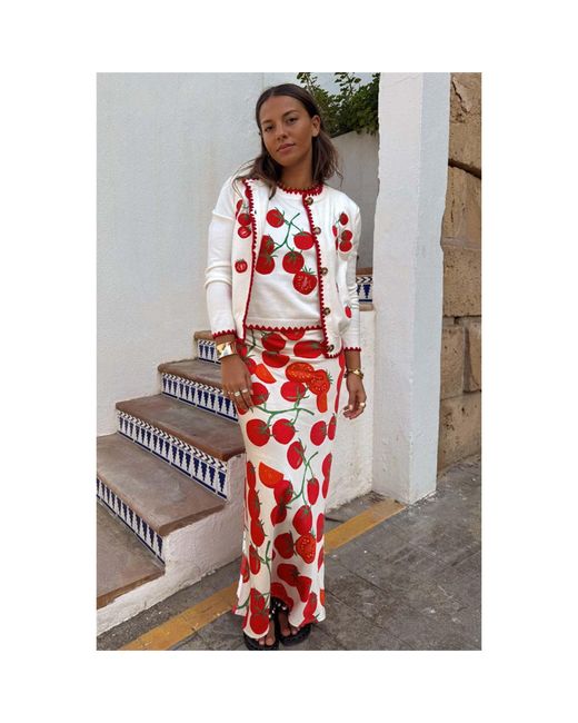 Never Fully Dressed Tomato Embroidered Cardigan