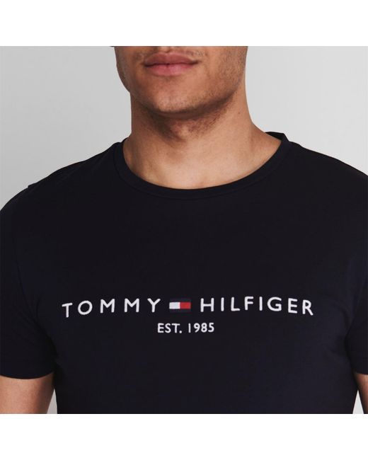 Tommy Hilfiger Blue Logo Crew Neck T Shirt for men