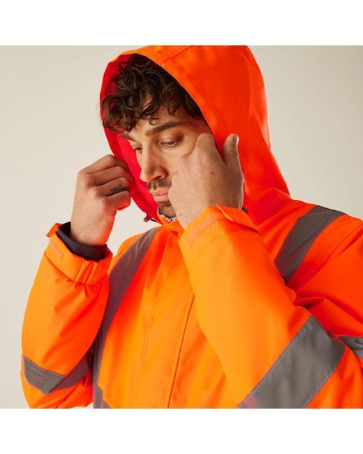 Regatta Orange Hi-Vis Pro Dover Parka for men