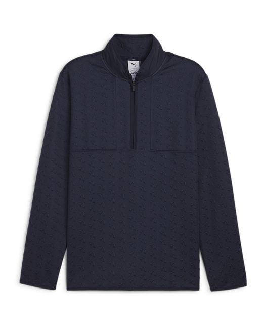 PUMA Blue Jac 1/4 Zip Long Sleeve Performance Polo Shirt for men