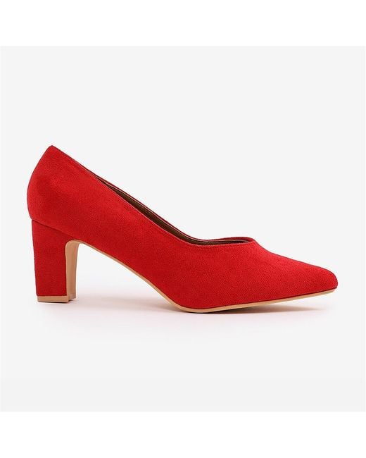 Where's That From Red Serena Extra Wide Fit Block Heel With Pointed Toe