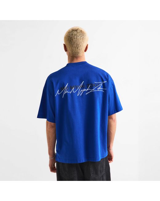 MKI Miyuki-Zoku Blue Script T-Shirt for men