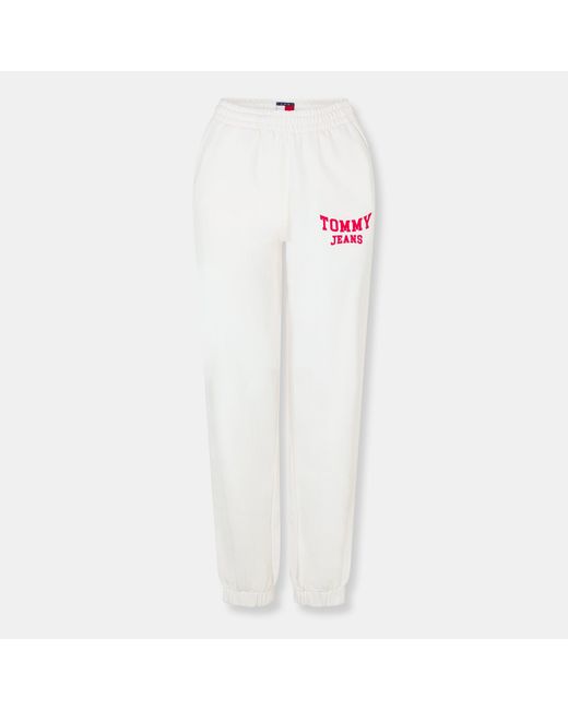 Tommy Hilfiger White Varsity Cuffed Ankle Fleece Joggers