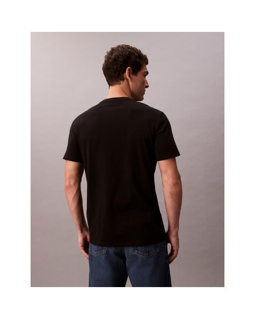 Calvin Klein Black Ckj Woven Box Regular Fit T-Shirt for men