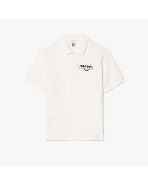 Lacoste White Relaxed-fit Roland-garros Edition Terry Polo Shirt for men