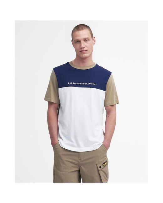 Barbour Blue Mondrian Colour-blocked T-shirt for men