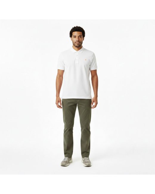 Farah White Emerson Short Sleeve Polo Shirt for men