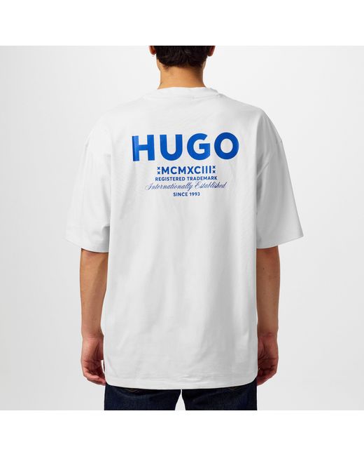 HUGO White Printed Logo Back T-Shirt With Mcmxciii Text for men