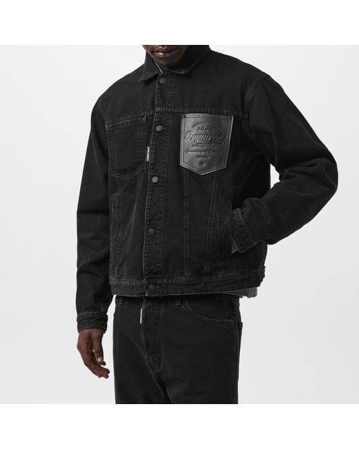 DSquared² Black Logo Patch Denim Jacket for men
