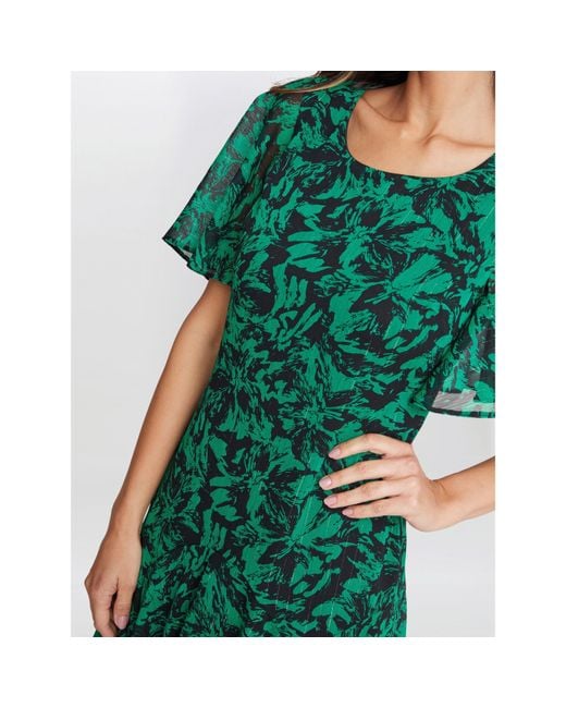Gina Bacconi Green Annette Chiffon Jersey Dress