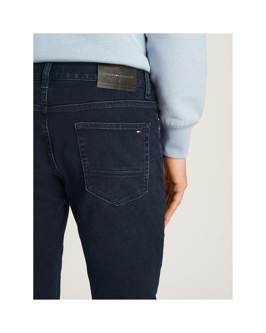 Tommy Hilfiger Blue Denton Whiskered Straight Leg Jeans for men