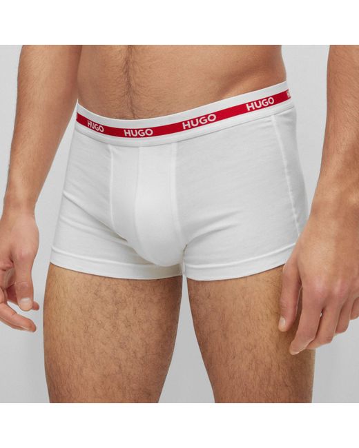 HUGO White 3-Pack Organic Trunks for men