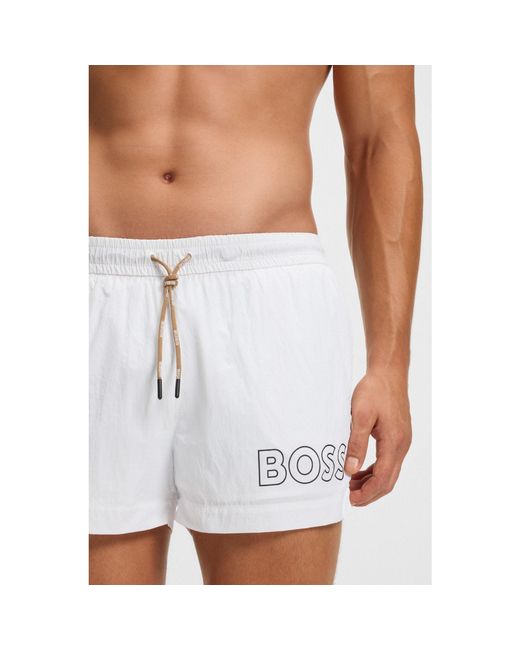 Boss White Mooneye Swim Shorts for men