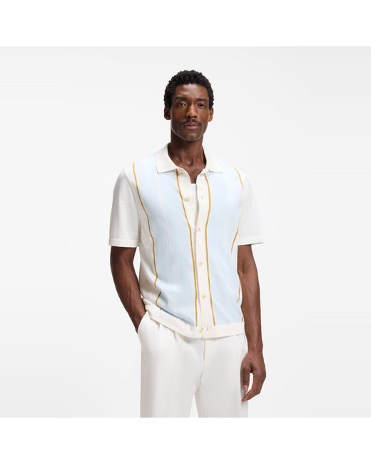 Boss Blue Patterned Short Sleeve Shirt for men
