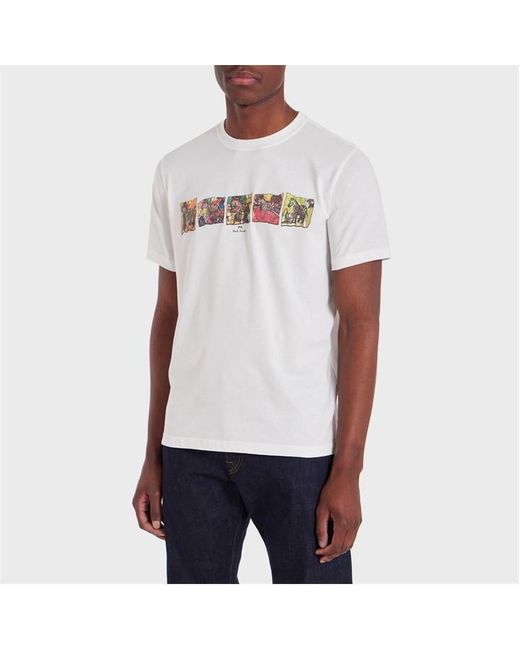 PS by Paul Smith White Zeb Block Tee Sn43 for men