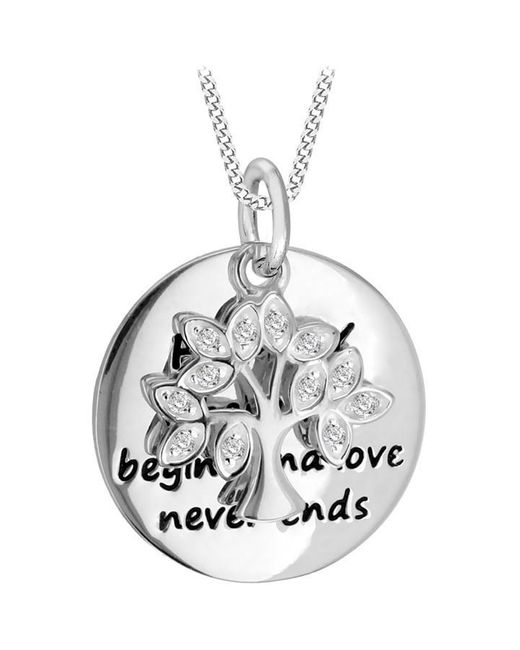 Be You Metallic Sterling Family Tree Cz Necklace