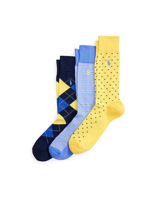 Polo Ralph Lauren Blue 3 Pack Oxford Crew Socks for men