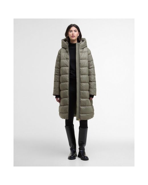 Barbour Multicolor Olivios Lightweight Hooded Long Puffer Jacket