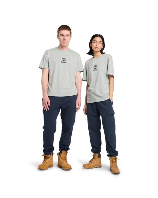 Timberland Gray Print Stack Logo Short Sleeve T-Shirt for men