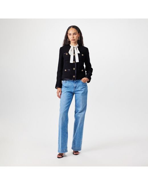 Dolce & Gabbana Black Buttoned Boucle Wool Long Sleeve Overcoat
