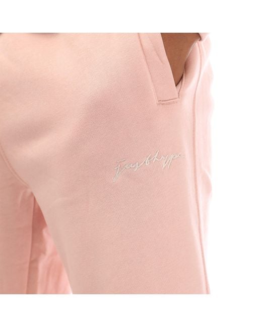 Hype Pink Adults Oversized Closed Hem Fleece Joggers