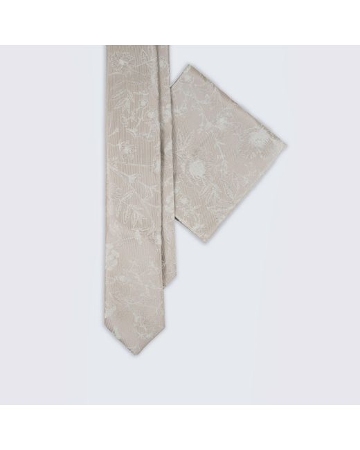 Twisted Tailor White Jasper Floral Tie And Hank for men