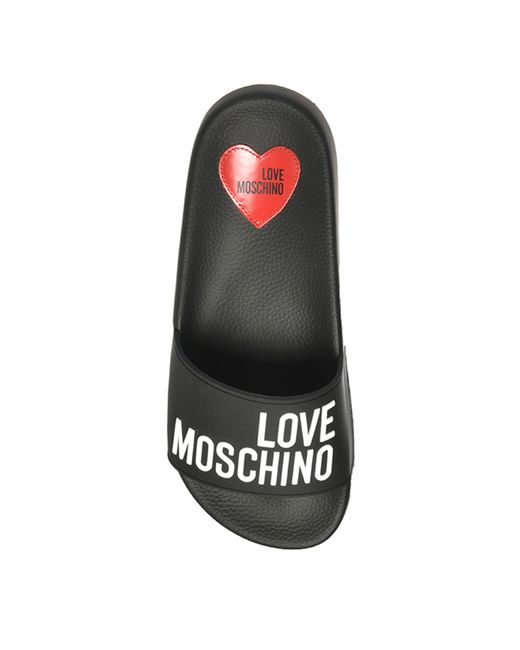 Love Moschino Black Embossed Logo Sliders