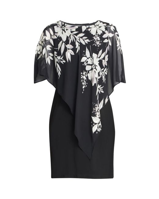 Gina Bacconi Black Kiya Asymmetric Dress With Foil Detail