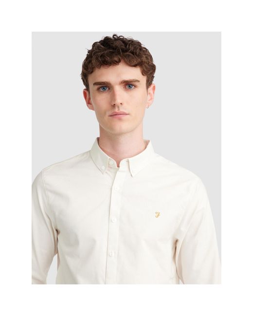 Farah White Oxford Long Sleeve Shirt for men