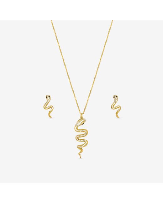 Inicio Blue 14K Plated And Cz Snake Set