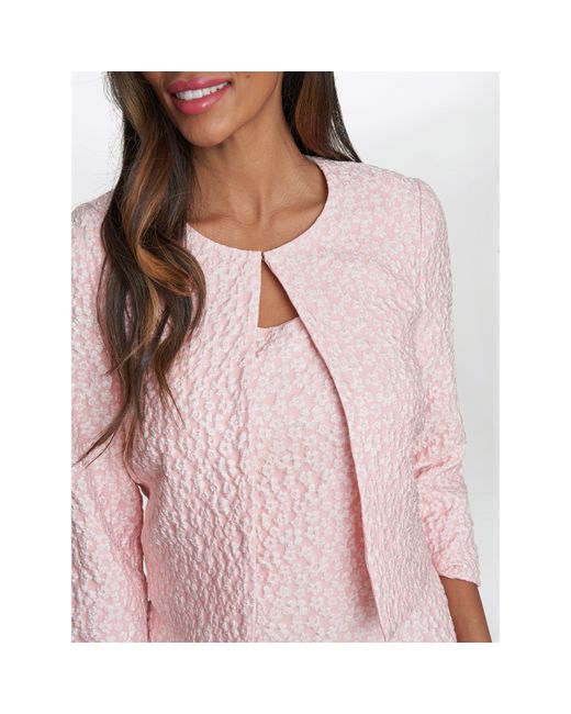 Gina Bacconi Pink Kathy Jacquard Shift Dress And Bolero
