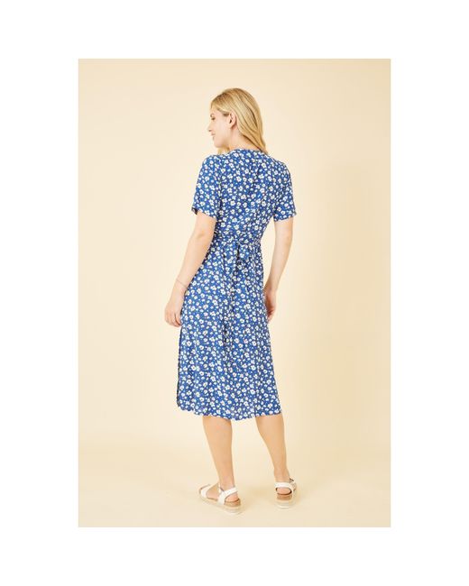 Mela London Blue Ditsy Print Wrap Over Dress