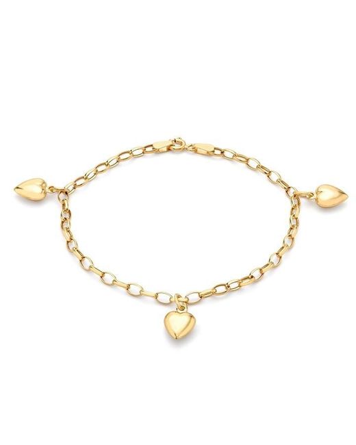 Be You Metallic 9ct 3-heart Oval Belcher Chain Bracelet
